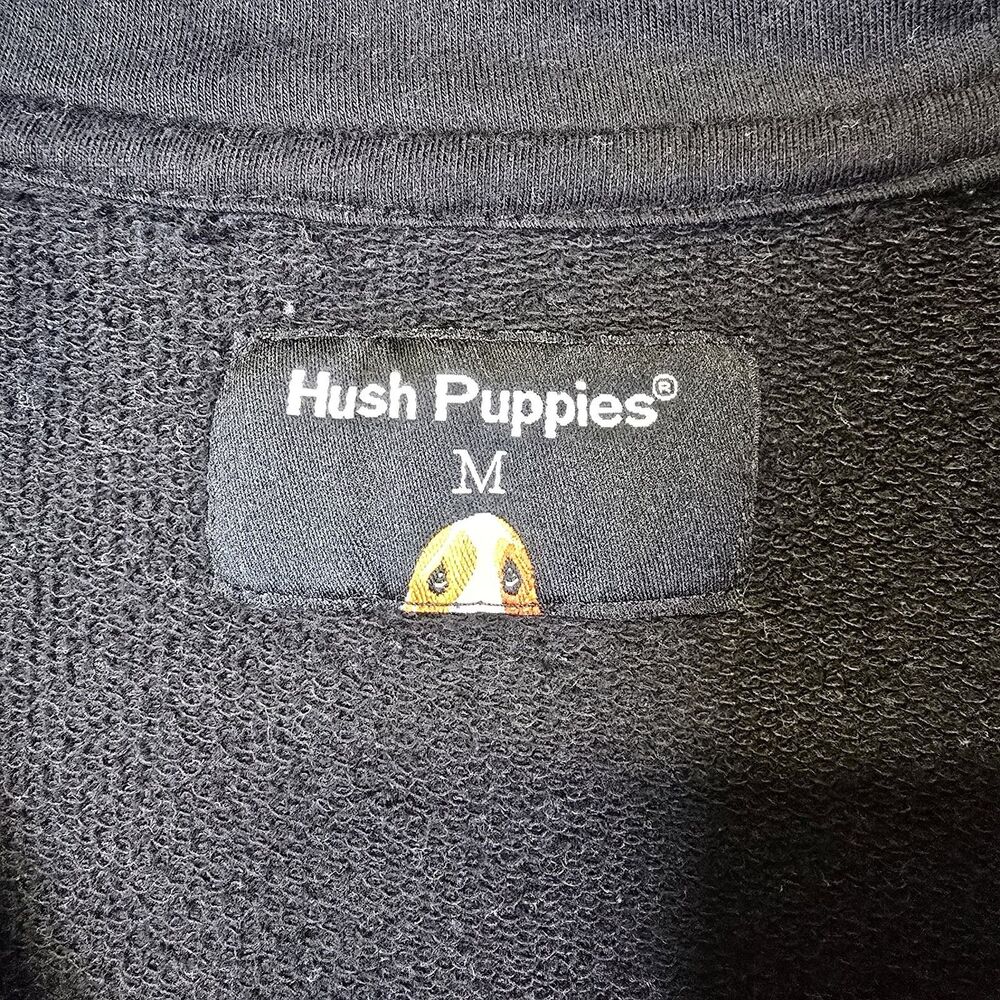 Hush Puppies Hoodie Black M Full Zip Pockets Embroidered Bassett Hound Dog View 4